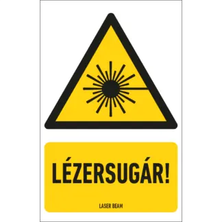 Lézersugár! matrica / tábla (ISO 7010-W004 piktogram + felirat)