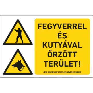 Fegyverrel és kutyával őrzött terület! tábla