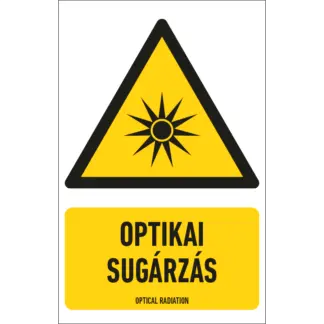 Optikai sugárzás matrica / tábla (ISO 7010-W027 piktogram + felirat)