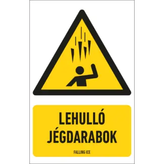 Lehulló jégdarabok matrica / tábla (ISO 7010-W039 piktogram + felirat)